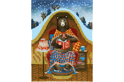 Схема для вишивання бісером POINT ART Мишка з книжкою, розмір 15х20 см, арт. 1543