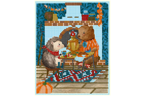 Схема для вышивки бисером POINT ART Ёжик и медвежонок, размер 16х20 см, арт. 1545