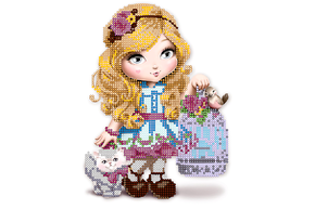 Схема для вышивки бисером POINT ART Девочка с кошкой, размер 15х20 см, арт. 1700