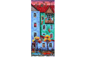 Схема для вышивки бисером POINT ART Город под дождем, размер 17х41 см, арт. 1789