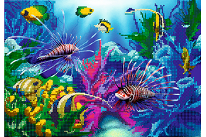Схема для вышивки бисером POINT ART Морские жители, размер 30х21 см, арт.1698