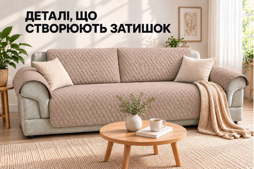 Защитная накидка на диван и кресло бежевая 90х180 см