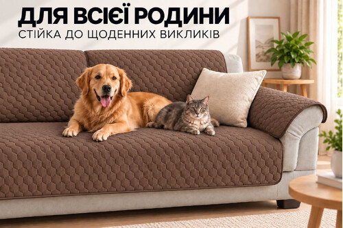 Защитная накидка на диван и кресло бежевая 90х180 см